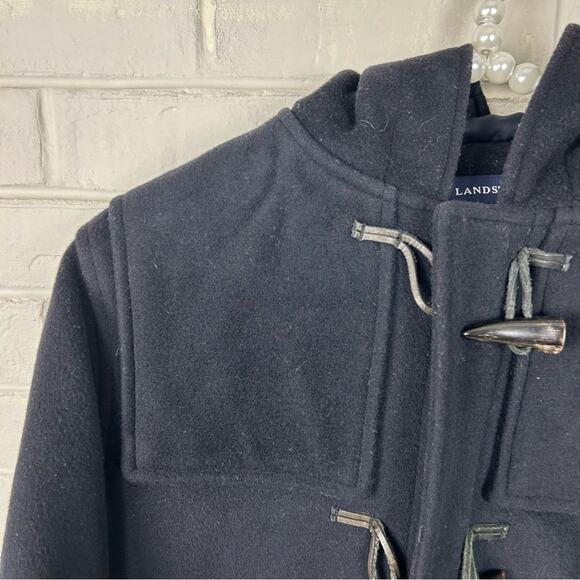 Lands’ End Navy 100% Wool Toggle Coat Size M 10-12 - Picture 11 of 16